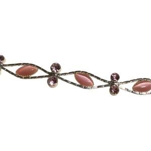 Vintage Villager Liz Claiborne Silver Toned Bracelet with Pink Stones